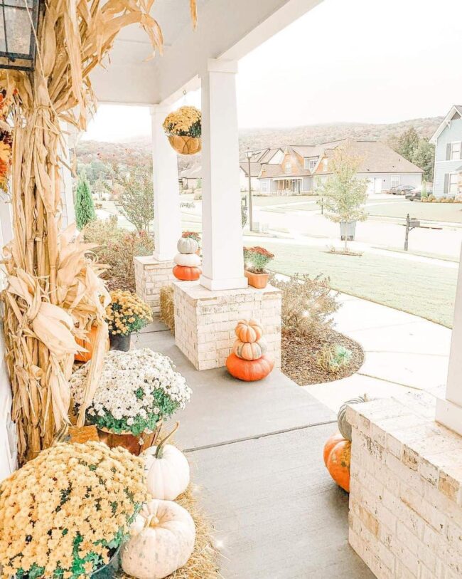 Cottage Porch With Fall Decor