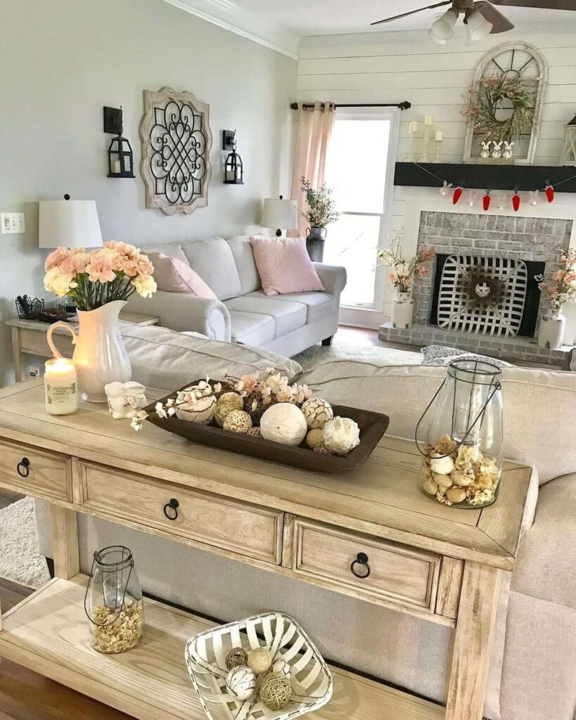 33 Farmhouse Sofa Table Decor Ideas for Your Living Room -Architectural ...