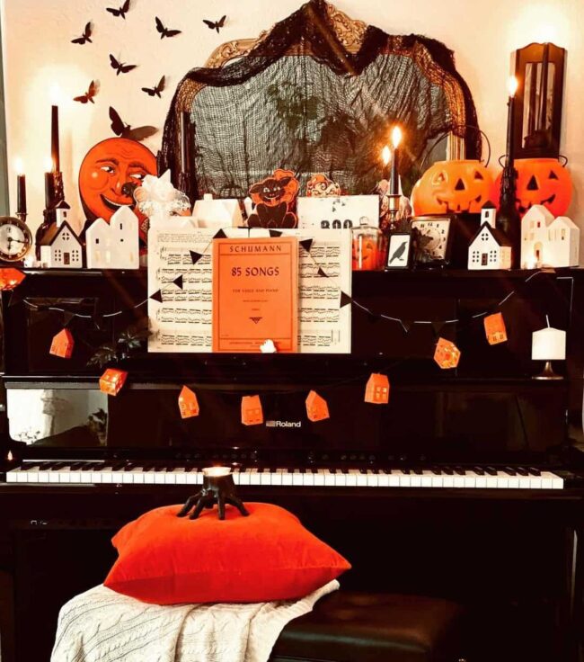 Vintage Living Room With Orange Decor