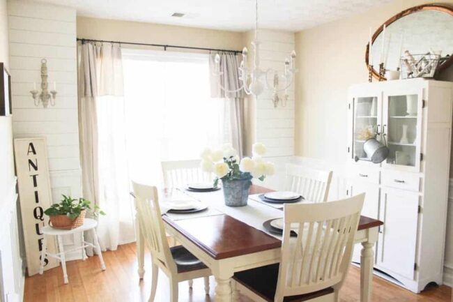 Cottage Rustic Decorations for a White Dining Room