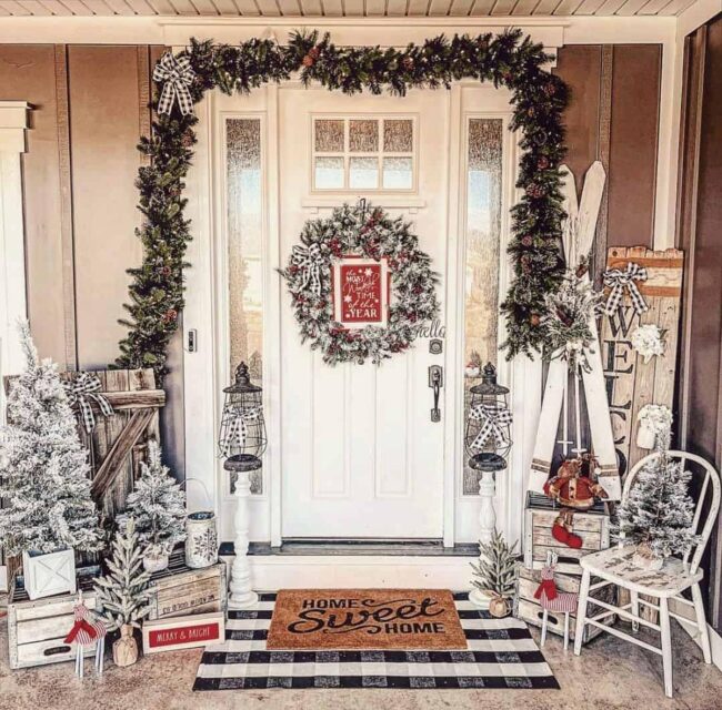 Frosted Vintage Christmas Porch Decor