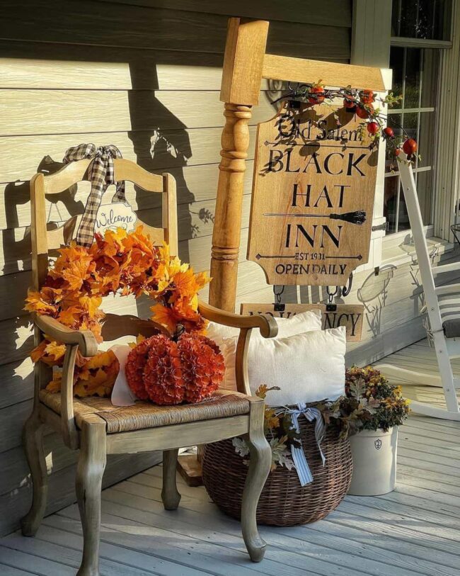 Farmhouse Porch With Vintage Decor