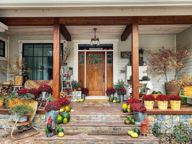 Vintage Porch With Flower Decor