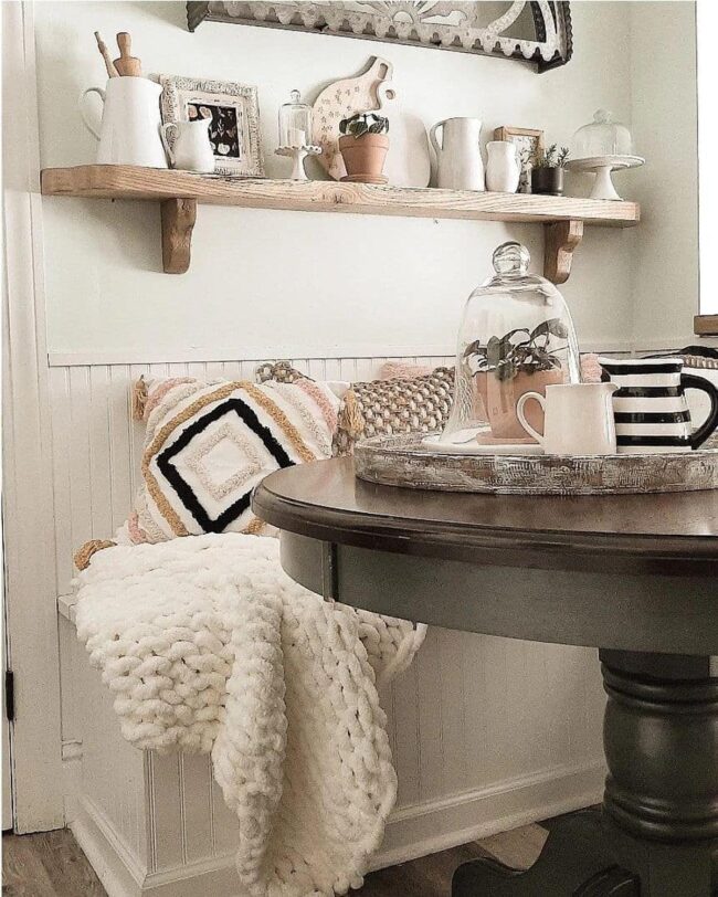 Cozy Breakfast Nook Decorated With Vintage Decor