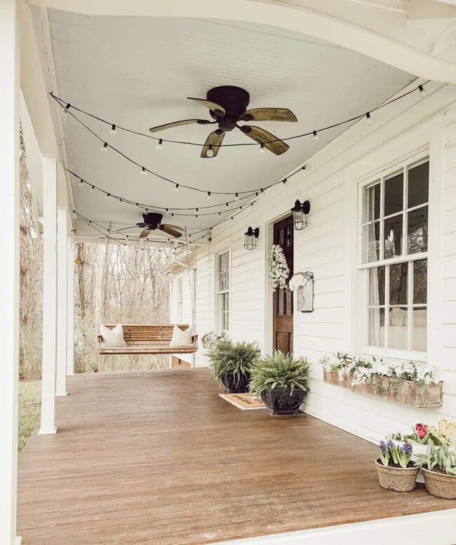 Modern French Cottage Porch with Flowers
