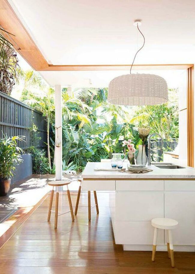 Sun-Drenched White Kitchen Island