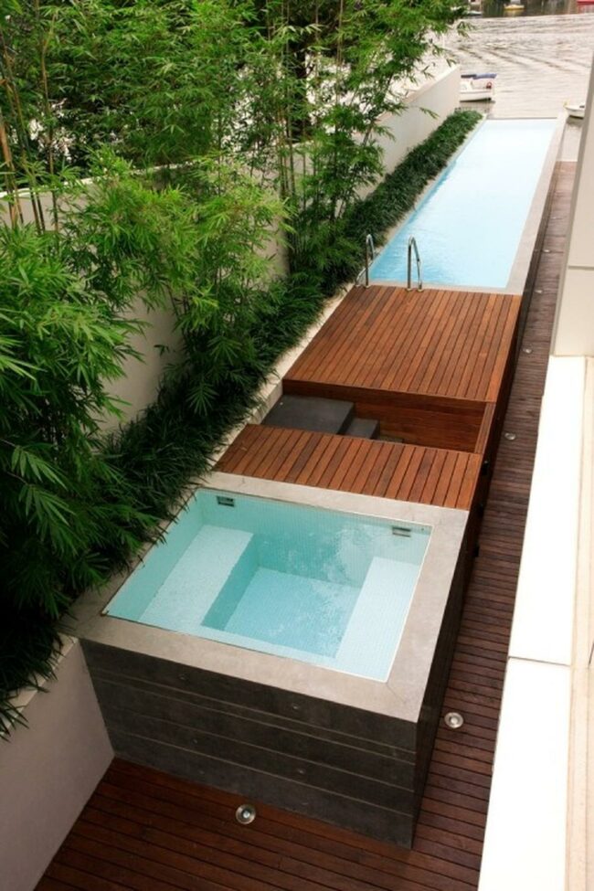 Long Pool And Wooden Deck