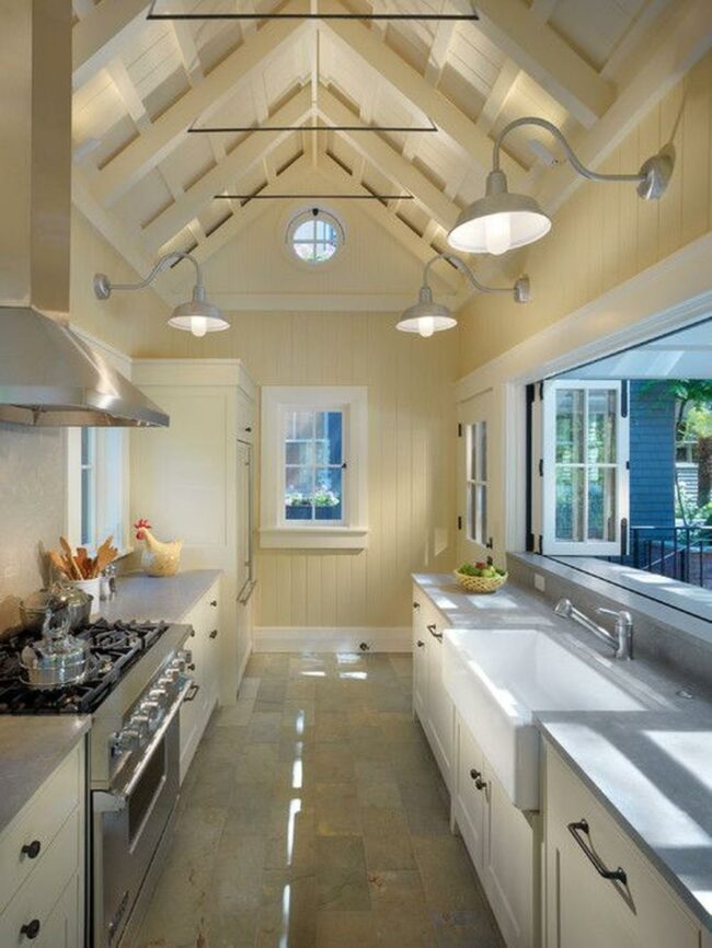 Sun-Drenched Yellow Galley Kitchen