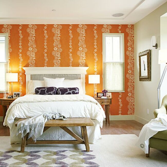 Tangerine Floral Bedroom Retreat