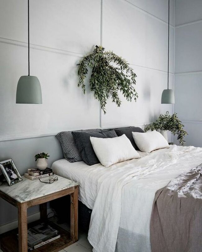 Green Pendants Botanical Bedroom