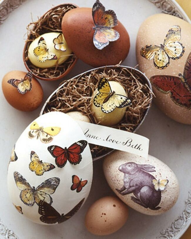 Butterfly Stickered Easter Eggs