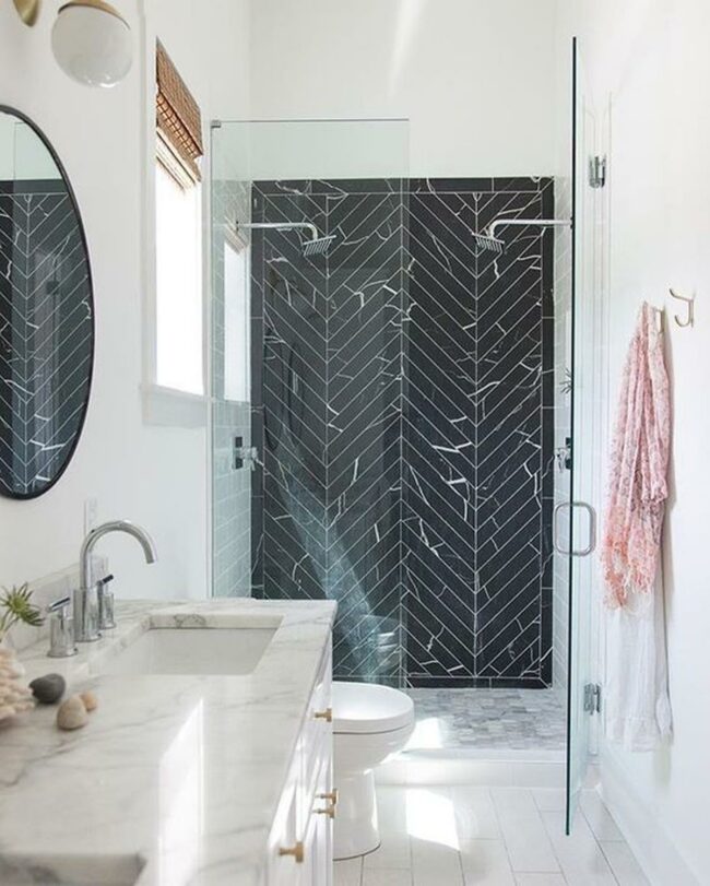 Black Herringbone Tile Drama
