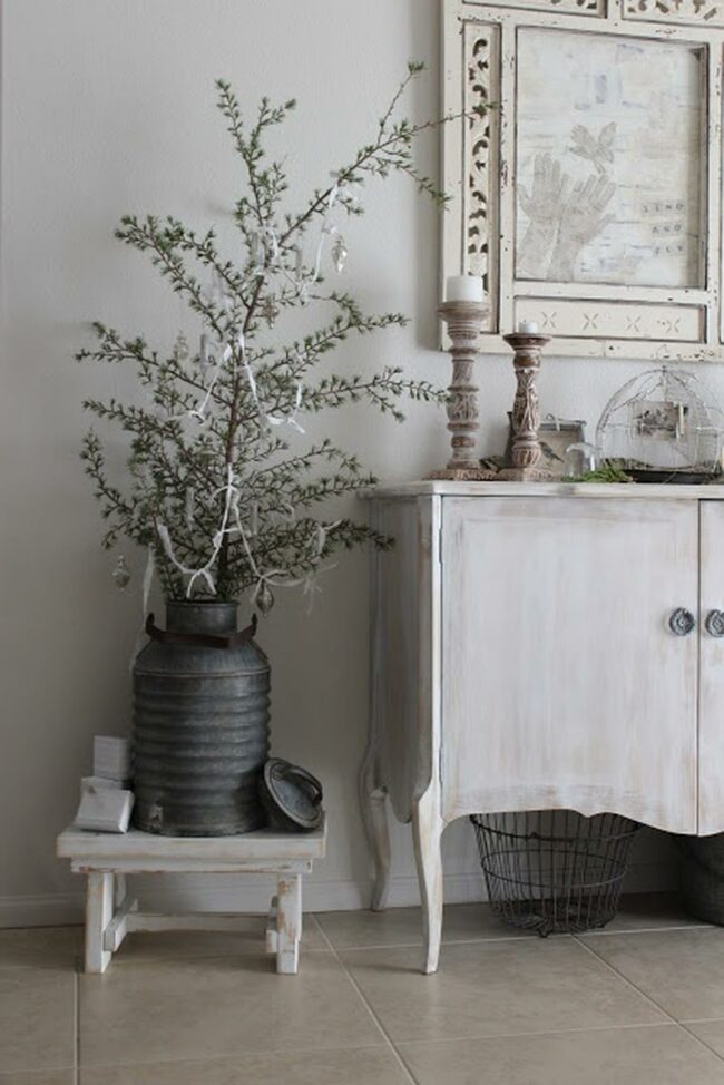 Whitewashed Vintage Corner Cabinet