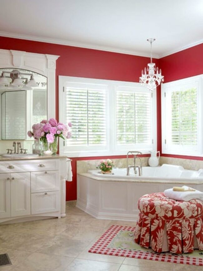 Fresh Light Red Walls Bathroom