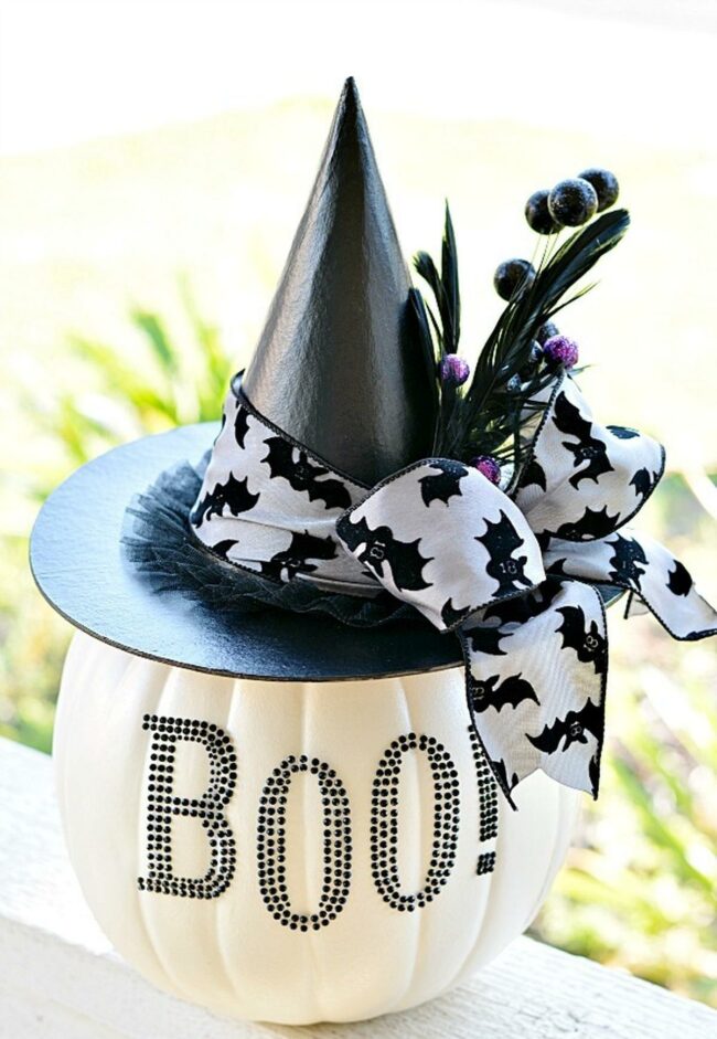 White Pumpkin Witch Hat