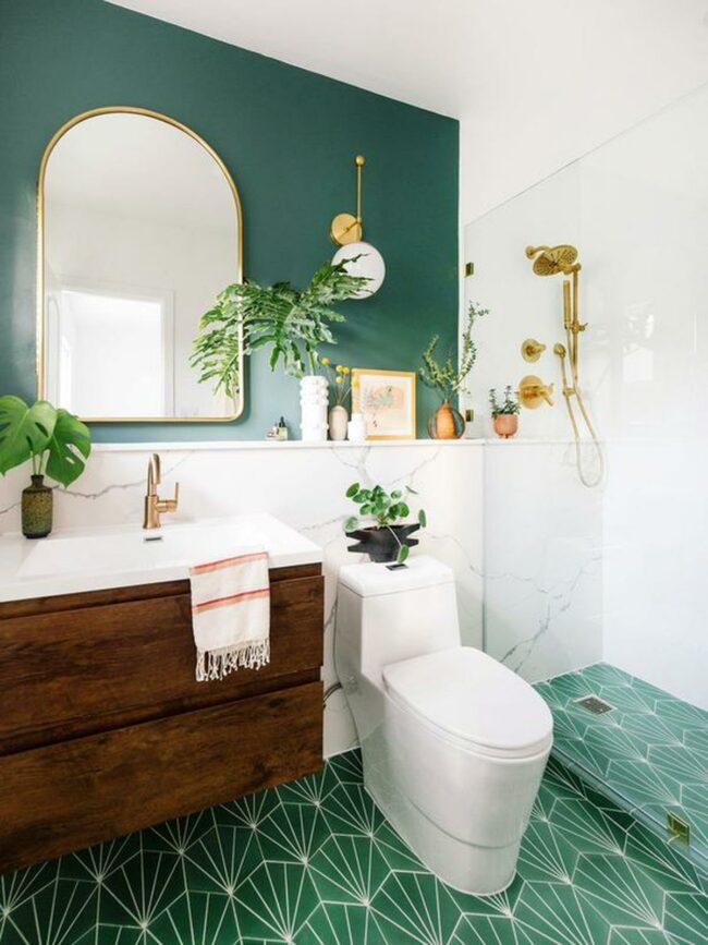 Green Geometric Bathroom Sanctuary