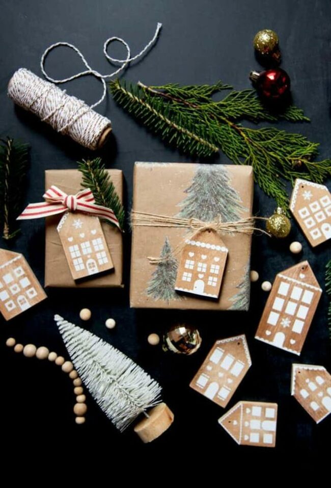 Twine-Wrapped Pine Holiday Gifts
