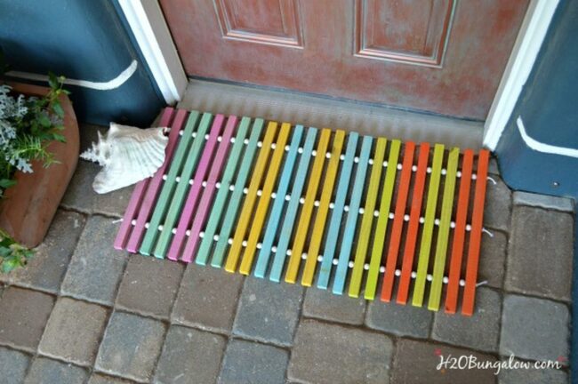 Vibrant Striped Doormat Splash