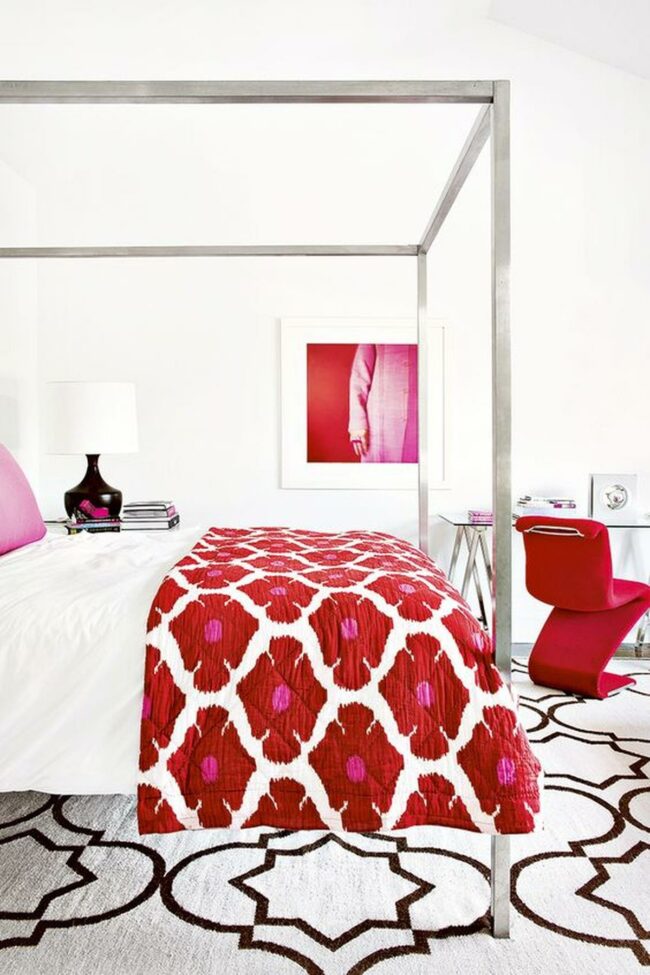 Vibrant Red Accent Bedroom