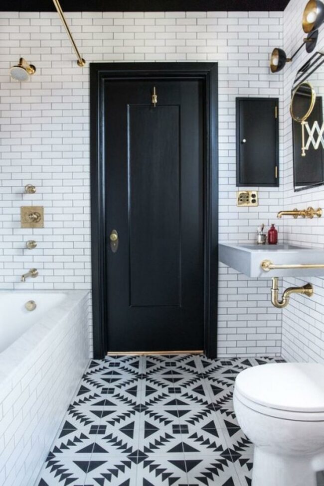 Black-and-White Geometric Floor