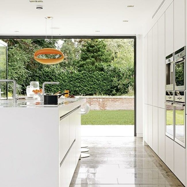 Orange Pendant Kitchen Island