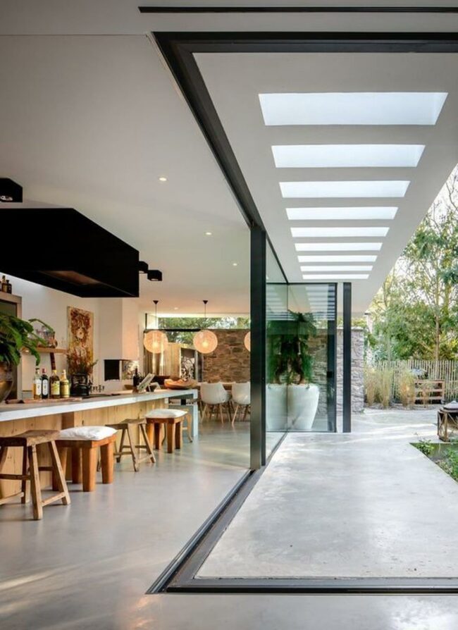 Glass-Walled Kitchen
