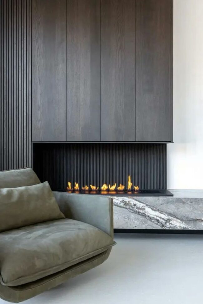 Dark Wood Fireplace Haven