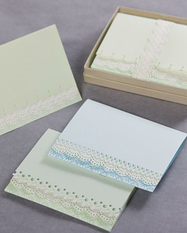 Lace-Edged Pastel Stationery Set