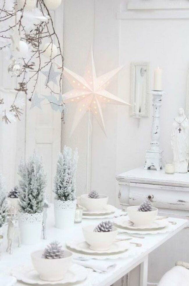 White Winter Pine Dining Serenity