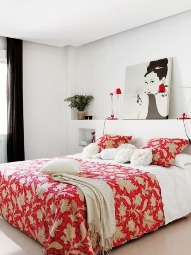 Red Floral Statement Bedroom