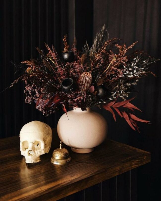 Pink Vase Skull Centerpiece
