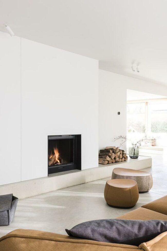 Luminous White Fireplace Sanctuary