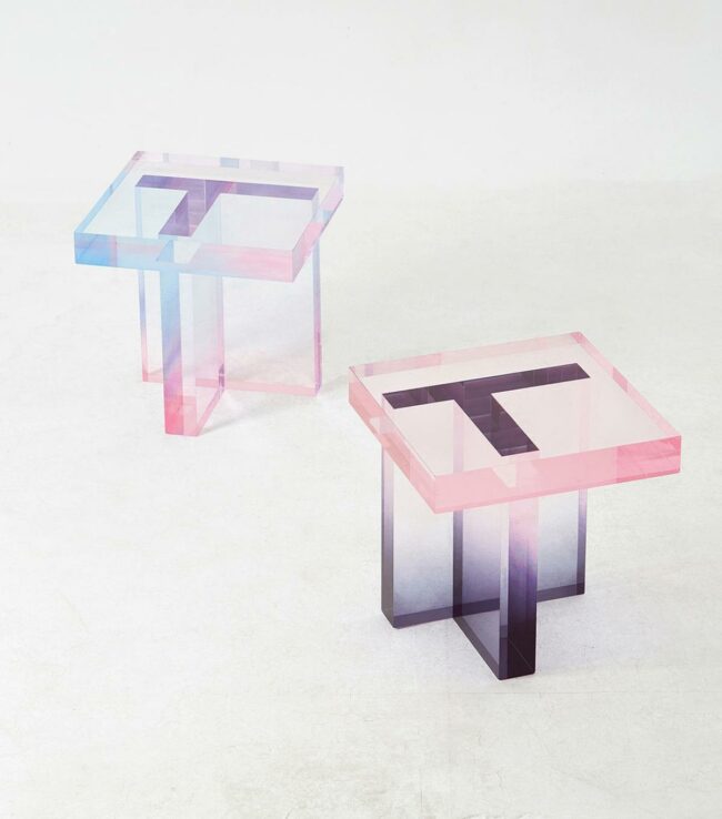 Crystalline Color-Edged Tables