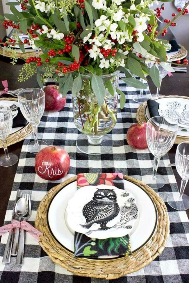 Berry Tablescape Checkered Runner