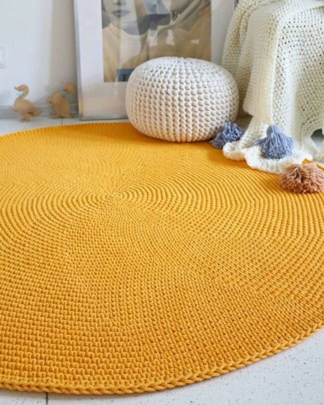 Golden Round Rug
