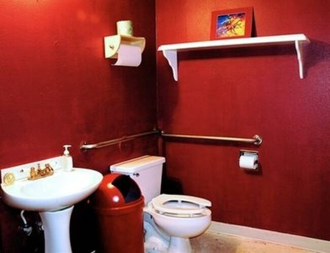 Bold Red Bathroom