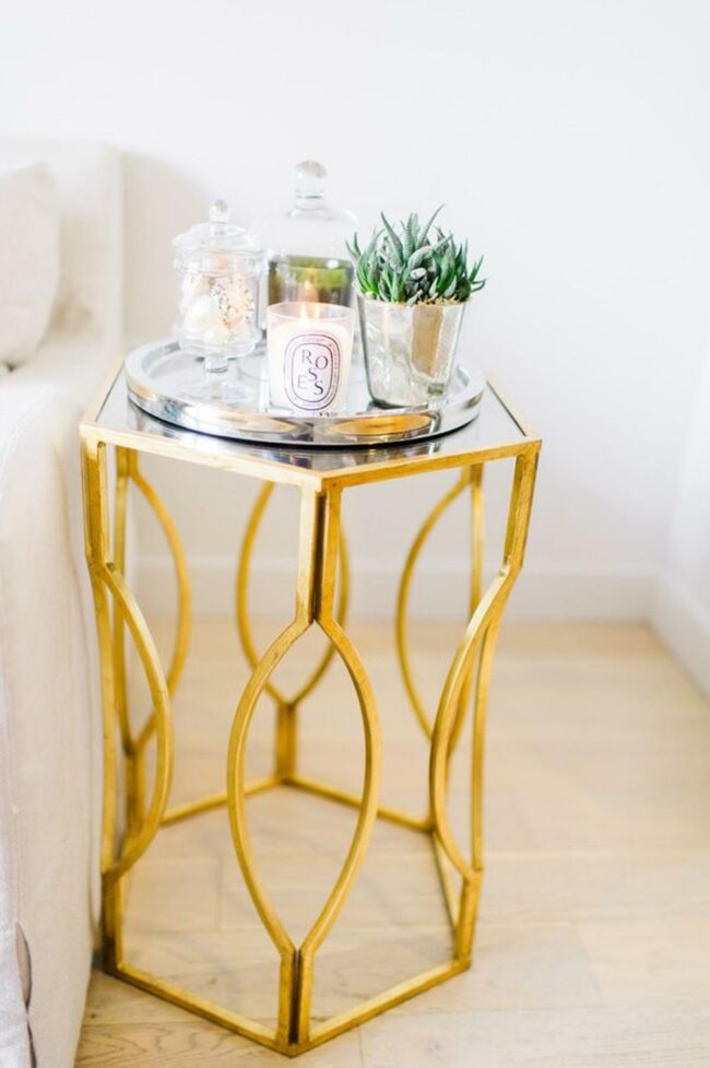 Golden Glass Accent Table