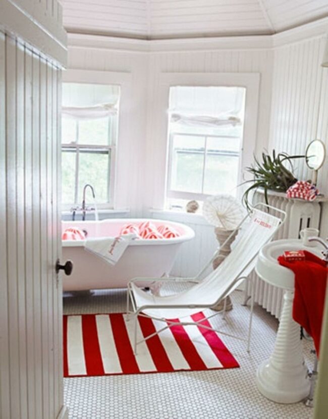Red Striped Bathtub Sanctuary
