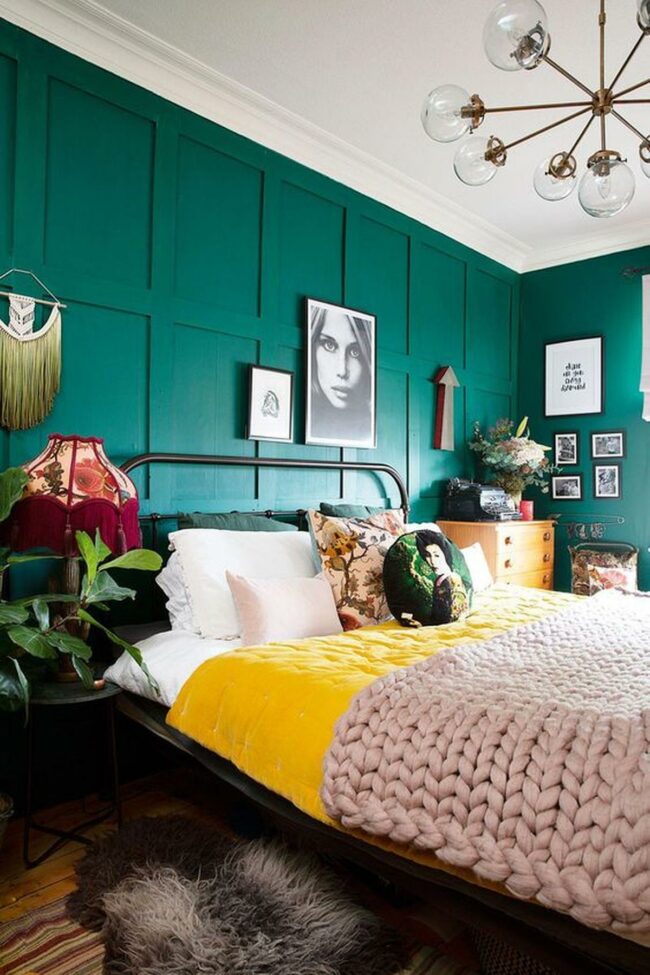 Green Walls Yellow Bedding Pop