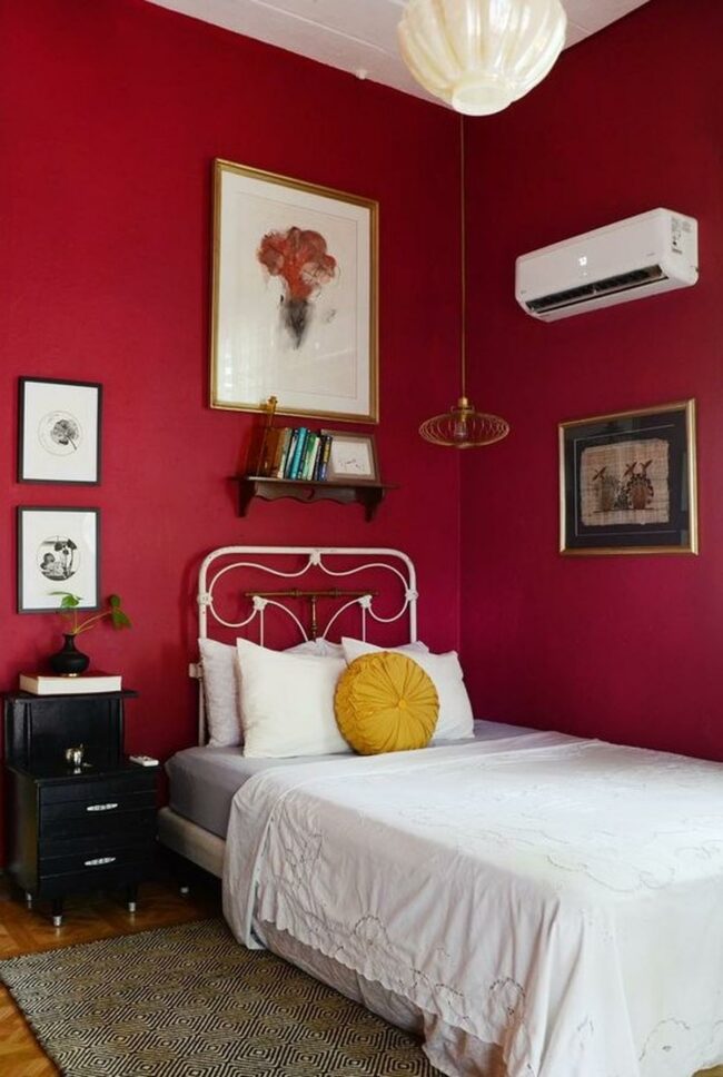 Crimson Bedroom Contrast