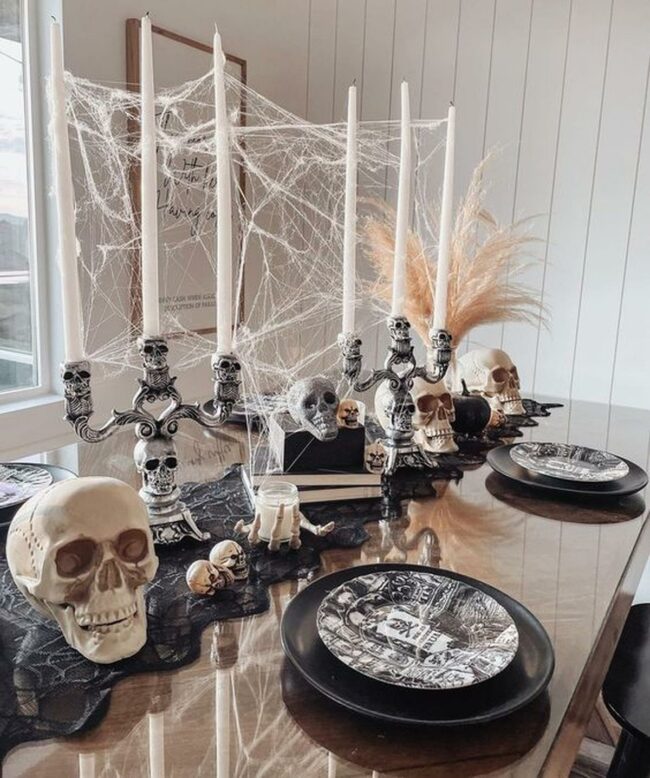 Silver Skeleton Tablescape