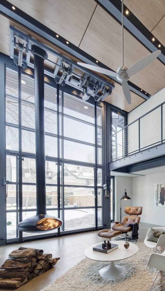 Suspended Black Fireplace Winter