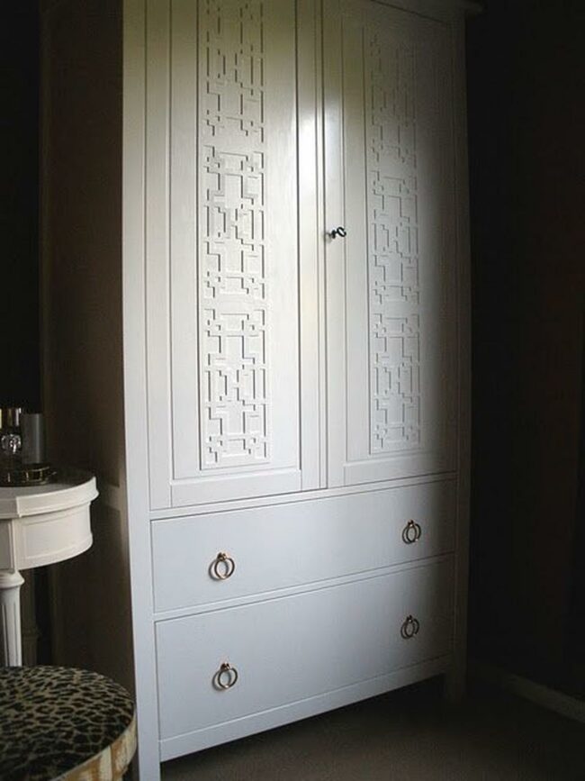 Carved White Wardrobe Showcase