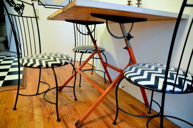 Orange Metal Zigzag Industrial Dining