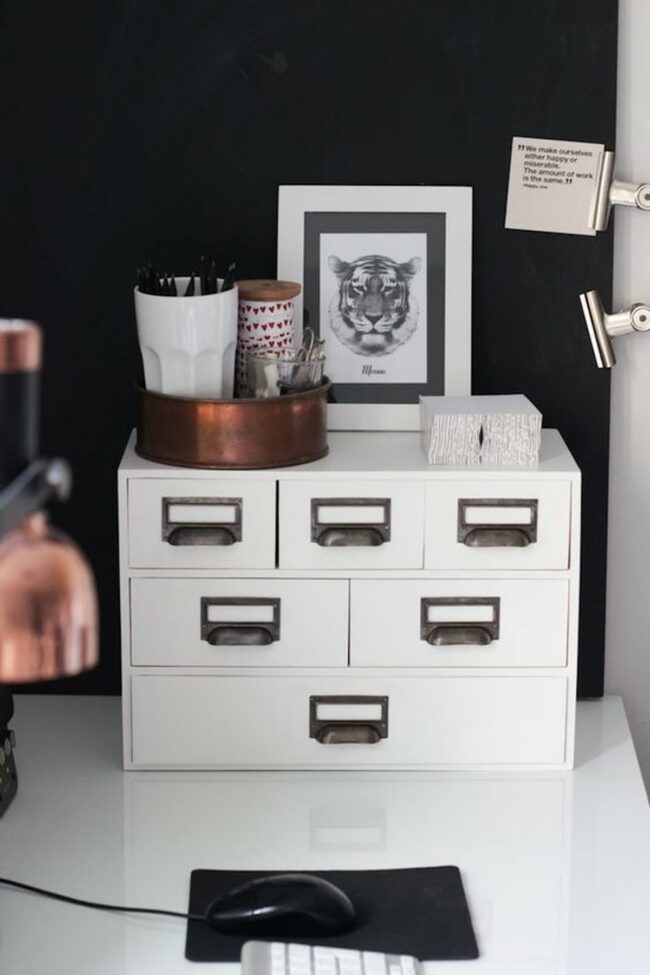 Copper Tray Monochrome Workspace