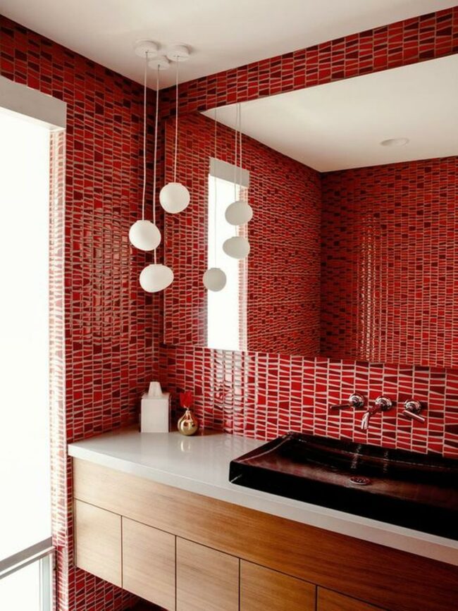 Red Tiles Bold Bathroom