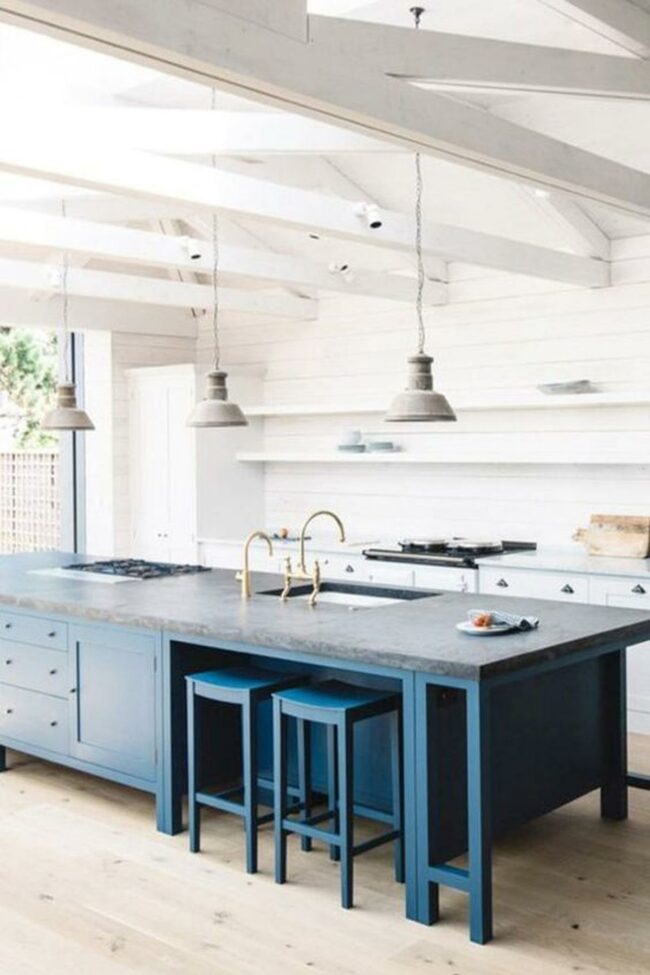Deep Blue Kitchen Island