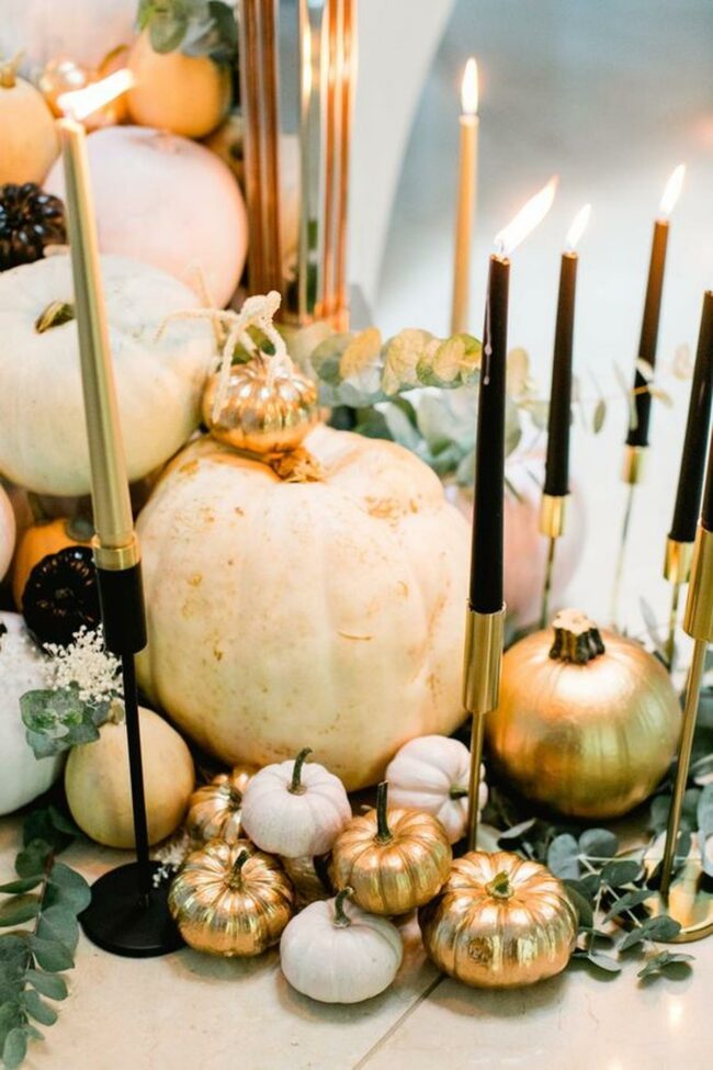 White Gold Pumpkin Display