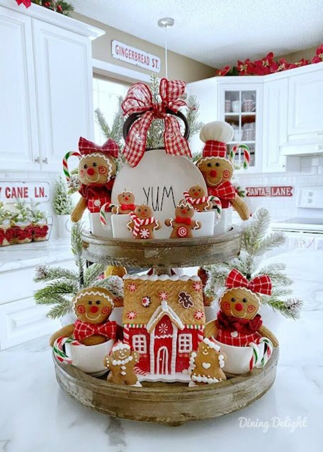Red Plaid Gingerbread Display