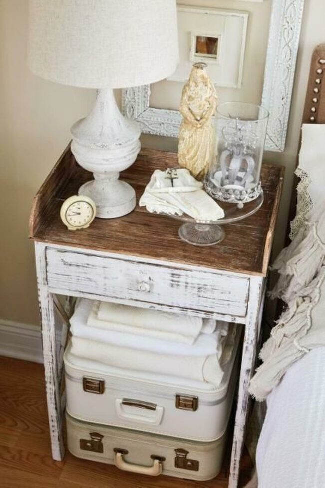 Vintage White Nightstand Corner